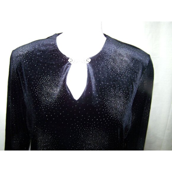 Di Marco Dress Top Maxi Skirt Black Velvet Sparkle Holiday Part M/L - Picture 3 of 12